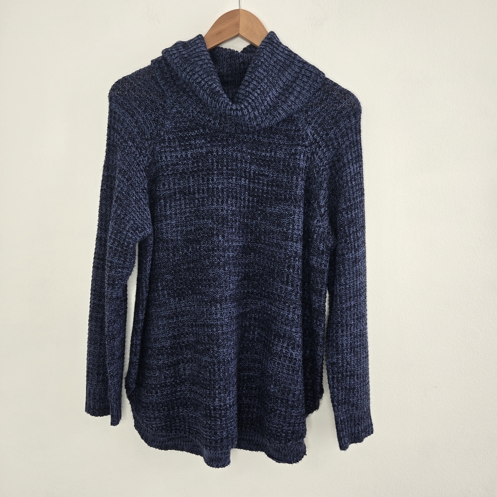 It's Our Time Cozy Navy Blue Women's Cowl Neck Knit Sweater Size Medium